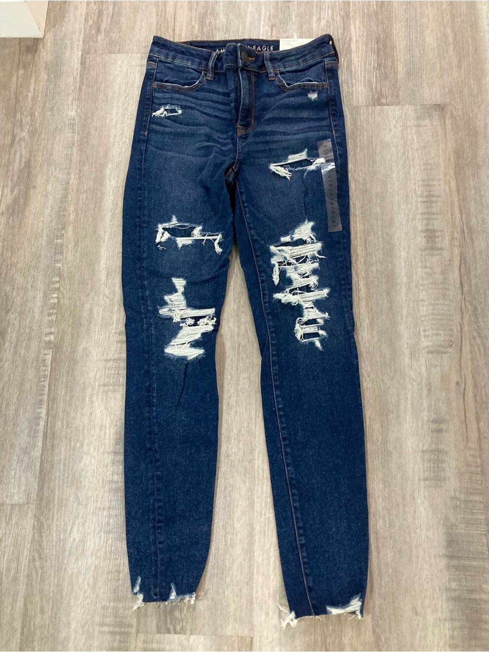American Eagle Outfitters Distressed Dark Blue Skinny Jeans
